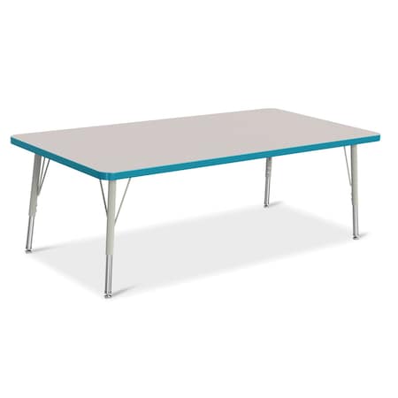 Jonti-Craft Berries Rectangle Activity Table, 30 in. x 60 in., E-height, Freckled Gray/Teal/Gray 6408JCE005